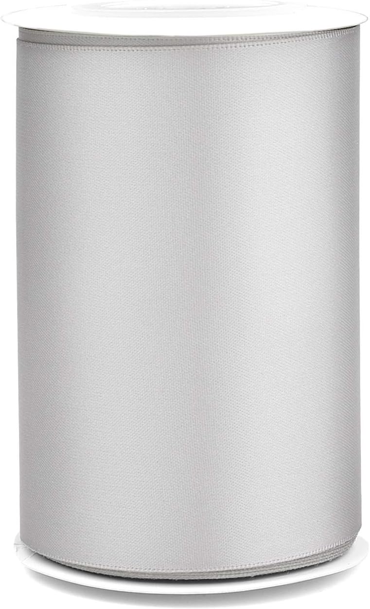 Humphrey's Craft 4 Inch Silver Double Faced Satin Ribbon - 5 Yards Variety of Color for Crafts Gift Wrapping Cutting Ceremony Decoration Sewing Chair Sash Wedding and Dining Tables. - Crafty Corner