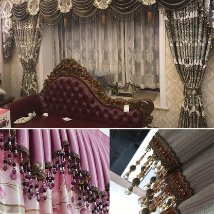3yards Beading Fringe Trimming Long Beads Tassel Curtain Trim Ribbon Trim for Cover Edge Decorative (Coffee) - Crafty Corner