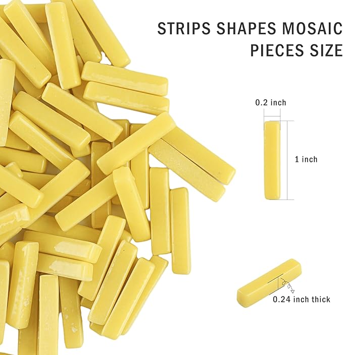 Youway Style Strips Mosaic Tiles for Crafts Bulk,150g Yellow Mosaic Glass Pieces for Crafts DIY Spring Mosaic Art Decor,Mosaic Kit Supplies