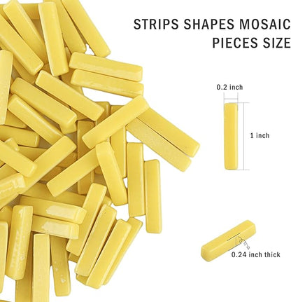 Youway Style Strips Mosaic Tiles for Crafts Bulk,150g Yellow Mosaic Glass Pieces for Crafts DIY Spring Mosaic Art Decor,Mosaic Kit Supplies