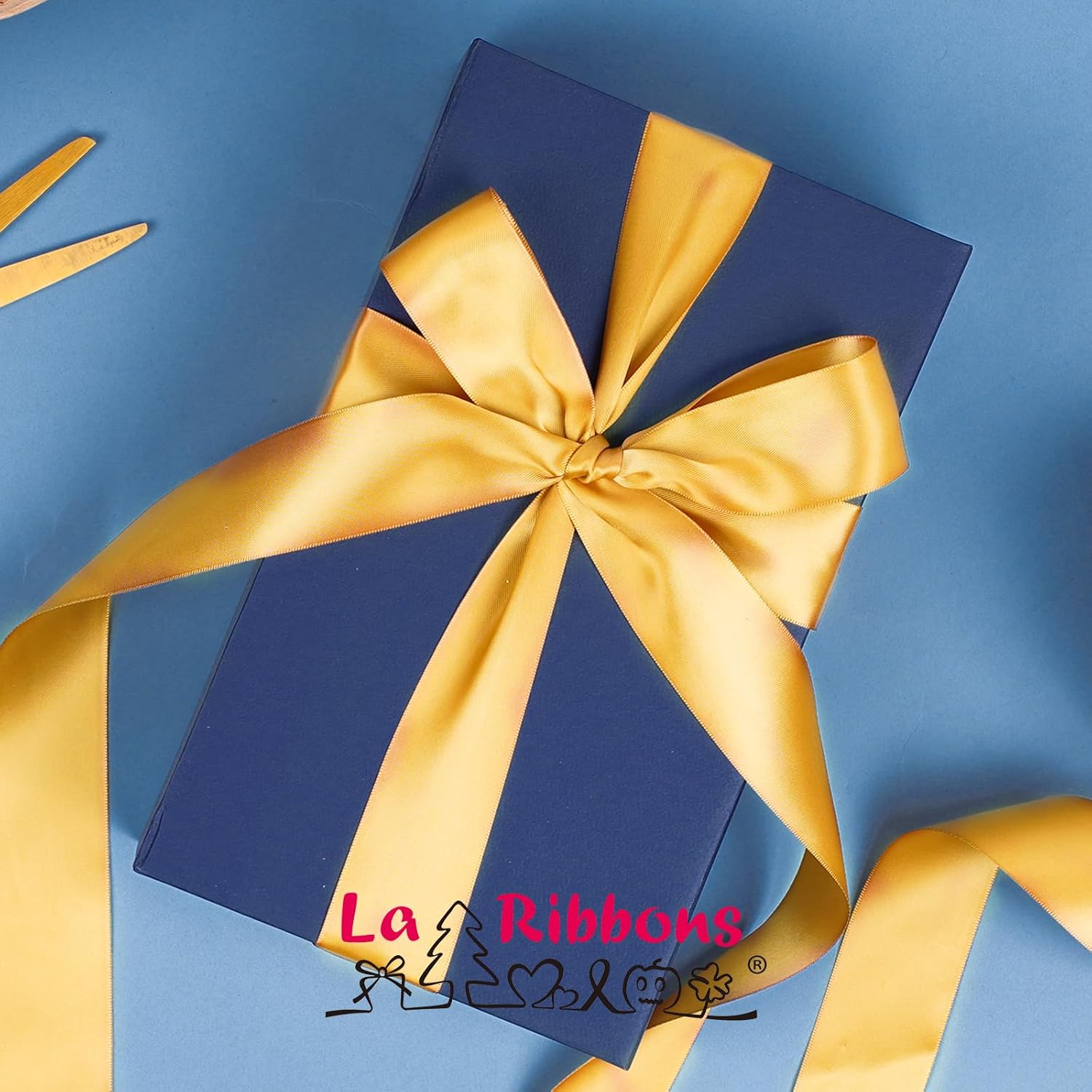 LaRibbons 1 1/2 Inch 50 Yard Double Faced Satin Ribbon,Yellow Gold Satin Craft Fabric Ribbon for Gift Wrapping Floral Bouquets Wedding Party Decoration - Crafty Corner