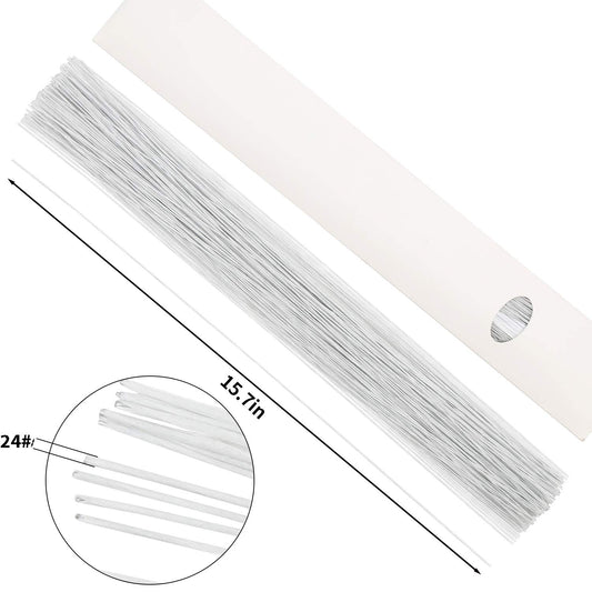 CCINEE 24 Gauge White Floral Wire Stem for Flower Arrangement Craft Supply,16 Inch,200PCS