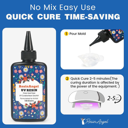 400g UV Resin kit, Crystal Clear Hard, Premixed UV Epoxica Resina Fast Curing Sunlight Activated with Casting Tools for Beginners Jewelry Making, DIY Art Crafts, Coating