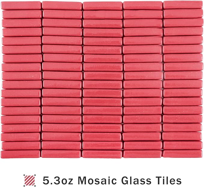 Youway Style Strips Mosaic Tiles for Crafts Bulk,150g Red Mosaic Glass Pieces for Crafts DIY Spring Mosaic Art Decor,Mosaic Kit Supplies