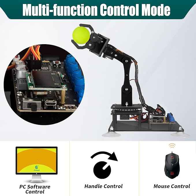 Adeept 5DOF Robotic Arm Kit Compatible with Arduino IDE, Programmable DIY Coding STEM Educational 5 Axis Build Robot Arm,Robot Starter Kit with OLED Display Processing Code and Tutorials - Wooden