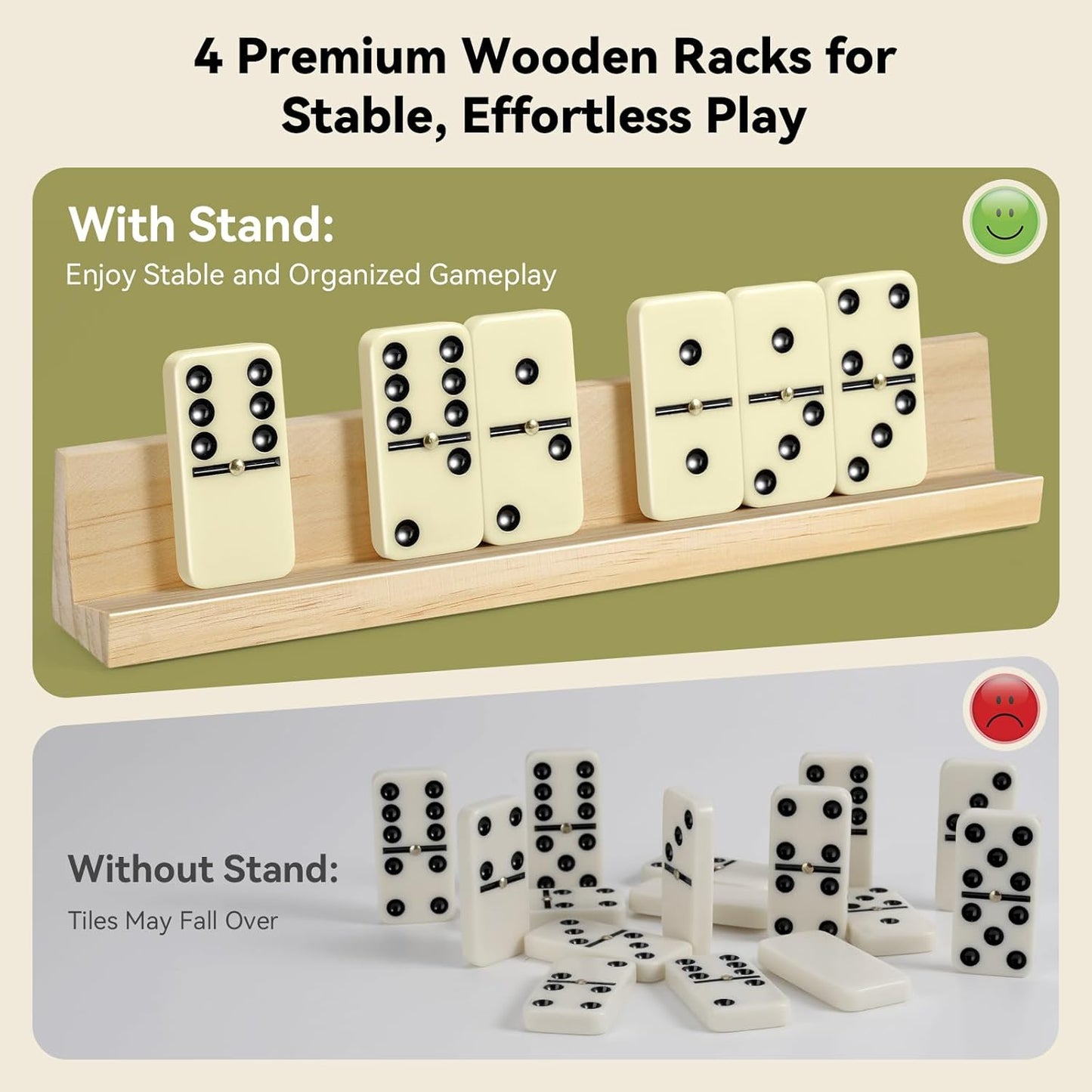 BATURU Double 6 Dominos Set for Adults with 28 Tiles, Durable Dominoes Game Set with 4 Racks and Carry Case, Fun Dominos for Kids, Family Games Night, Travel Games