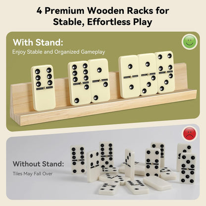 BATURU Double 6 Dominos Set for Adults with 28 Tiles, Durable Dominoes Game Set with 4 Racks and Carry Case, Fun Dominos for Kids, Family Games Night, Travel Games