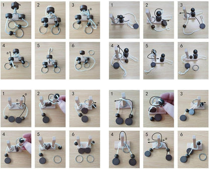 Brain Teaser Puzzle Wooden Threading Rope Loop Puzzle Luban Lock Brain Teaser Game Adult Kids Toy Puzzles for Adults (4)