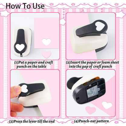 Heart Hole Punch, Paper Punches, HeartPunches for Paper Crafts, Heart Puncher, Hole PuncherHeart, Shaped Hole Punch, 1 inchHeart Paper Punch, 5/8 inch HeartHolePuncher, 3/8 inch Hole Punches Set - Crafty Corner