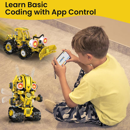 5-in-1 STEM Robot Building Kit for Kids Ages 8-16, Remote & App Controlled, Rechargeable Engineering Learning DIY Coding Toy, Educational Building Blocks Gift for Girls & Boys (673 PCS) - Crafty Corner