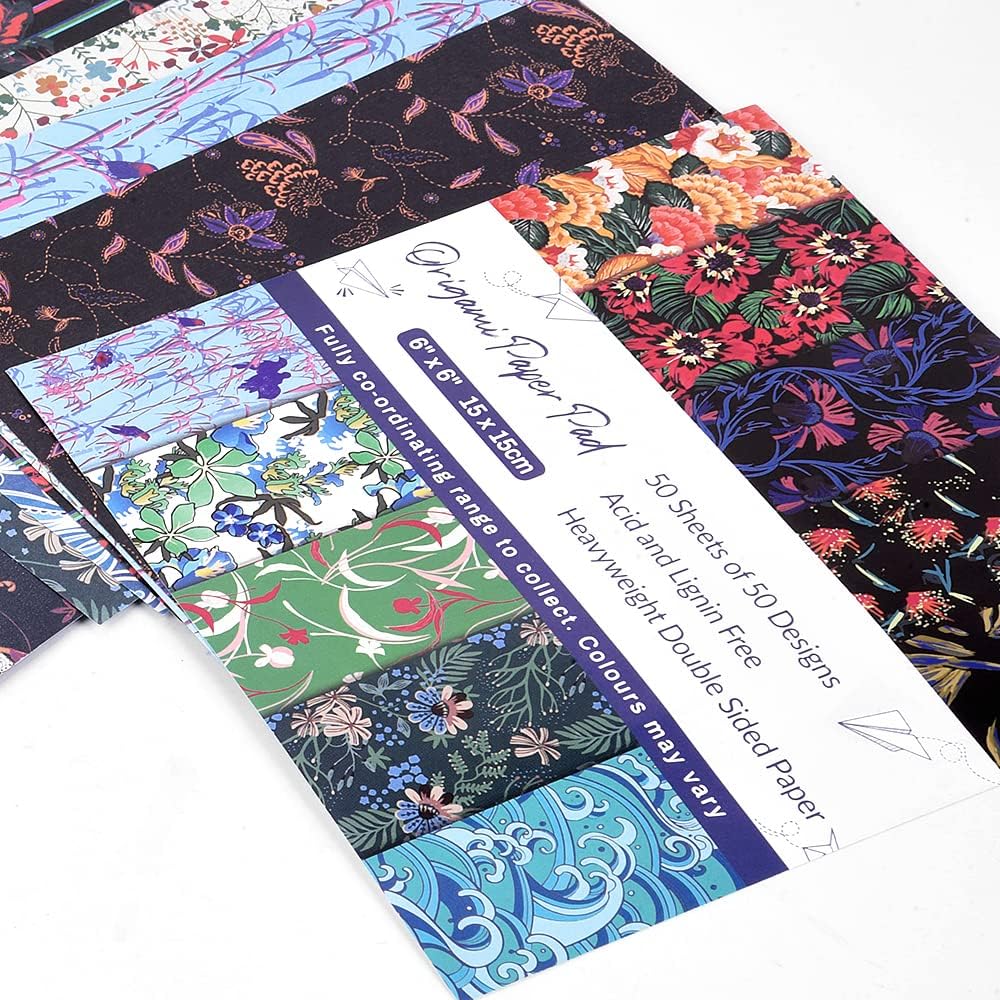 Origami 6x6 Paper Kit 150 Sheets 50 Vivid Colors Double Sided Same Printed Traditional Patterns Square for Arts Crafts Projects Japan traditional Chiyo Japanese Chiyogami - Crafty Corner