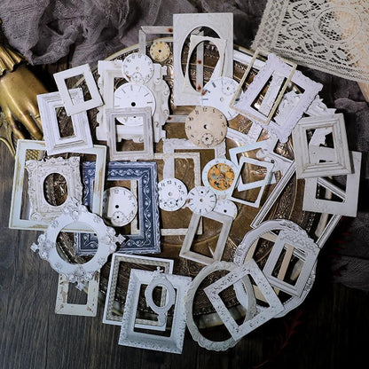 Vintage Junk Journal Items Kit Pre Cut Paper Cards Cutout Cardstock Art Aesthetic Decor Hollow Out Craft Elements Small Embellishments Supplies for Adults Scrapbook Pack