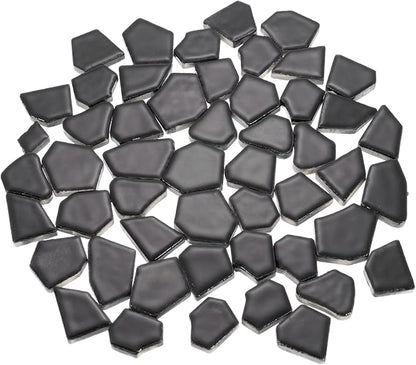uxcell 500g/1.1LB Irregular Ceramics Mosaic Tiles, 2.3-4.2 cm Bulk Stained Ceramic Mosaic Pieces Stones Mosaic Kits for DIY Art Craft Projects Home Decor, Black