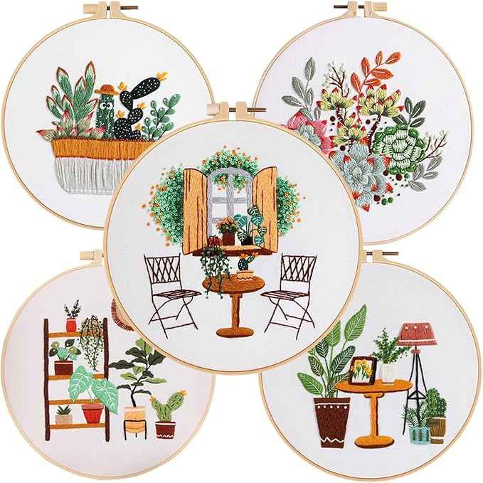 Act Iron Embroidery Starter Kit Leisure Life Series Starter for Adult Stamped Pattern with Instructions Crafts for Adults(C12)
