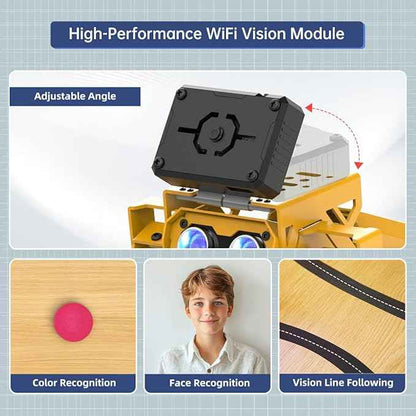 MechDog Robot Dog for Arduino Scratch Python Starter Smart Robot Kit with ESP32 AI Camera, Self Balancing Target Recognition&Tracing Open Source Bionic Quadruped Programming Science Set, Advance Kit