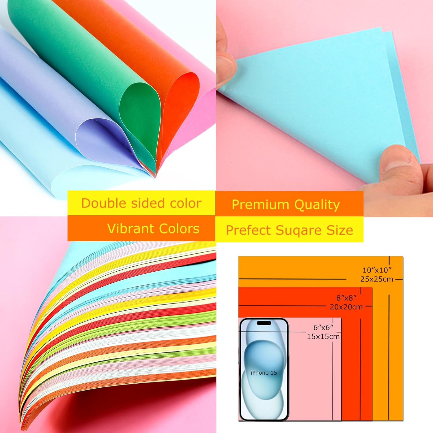 Origami Paper 300 Sheets, 20x20 cm/8 Inch Large Double Sided, 200 Sheets 20 Colors Origami Paper and 100pcs Self-adhesive Wiggle Eyes Sets for Kids DIY School Arts Crafts Adults - Crafty Corner