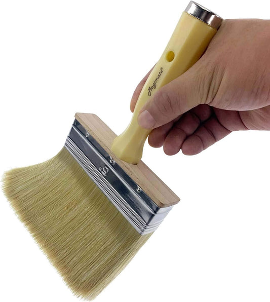 Paint Brush 5 inch, Shed and Fence Stain Block Brush with Screwed Handle for Decks, Walls and Heavy-Duty Painting Projects, Poly/Bristle Blended(6-Pieces)
