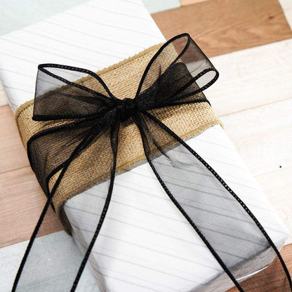 CT CRAFT LLC Sheer Organza Wired Ribbon 1.5" x 25 Yards x 2 Rolls Black for Wedding Chair Bow Flora Bouquet Gift Wrapping Christmas Tree Home Decor Wreath - Crafty Corner