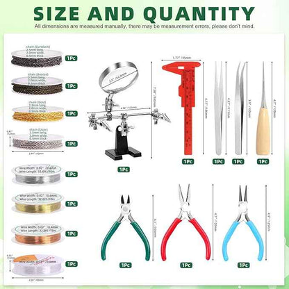 Keadic 1641Pcs Jewelry Making Tools with Findings Set Includes Jewelry Pliers, Cord End, Jump Rings, Lobster Clasps, Beading Wires, Earring Hooks, Screw Eye Pins for Earring Bracket Necklace Making