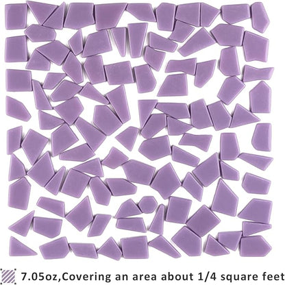 Youway Style Purple Glass Mosaic Tiles for Crafts Bulk,200g Broken Glass Pieces for DIY Mosaic Art Decor,Garden Mosaic Supplies