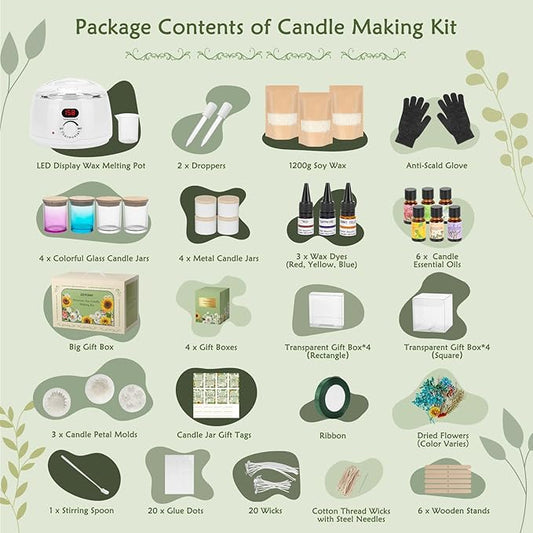 ZEROMX Candle Making Kit for Adults Beginners – 1200g Soy Wax, Digital Wax Melting Pot, Floral Candle Molds, Gift Boxes, Premium Candle Making Supplies, Complete DIY Set, Christmas Craft Gifts