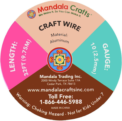 Mandala Crafts 10 Gauge Anodized Aluminum Craft Wire for Jewelry Making - 32 FT Colored Flexible Lavender Wire - Bendable for Bonsai Armature Crafting Sculpting - Crafty Corner