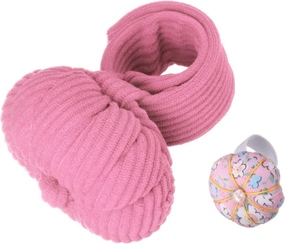 HARFINGTON Wrist Pin Cushions, Sewing Needle Pin Cushion Adjustable Strap with Elastic Strap Finger Ring Pincushions Fit All Wrist Sizes for Sewing Quilting Needlework DIY Crafts, Pink/Pink