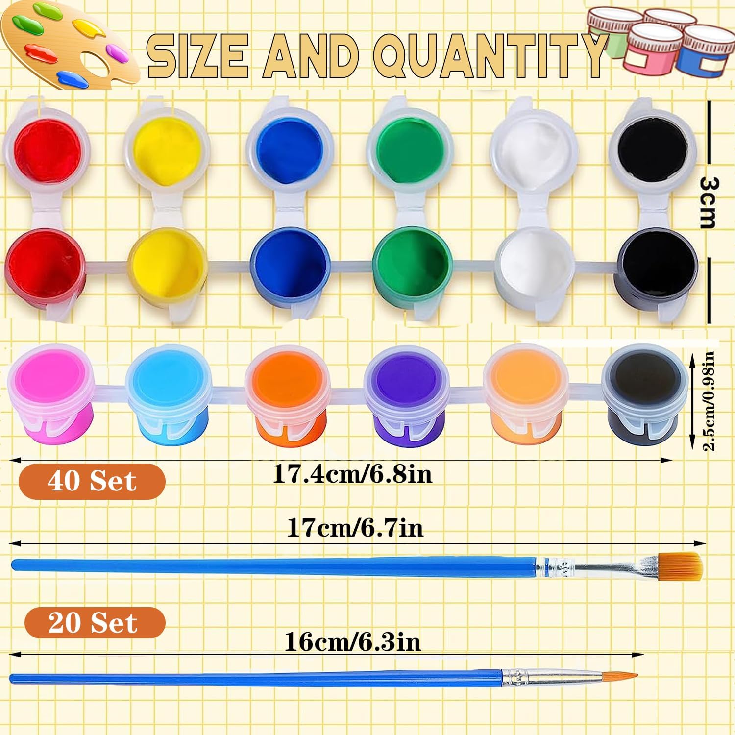 DUA MAIGA 210 Pcs Mini Acrylic Paint Set,12 Colors Acrylic Paint Strips with 30 Pcs Paint Brushes for Kids & Adults, Kids Paint Set for Home Birthday Classroom Party Favors - Crafty Corner