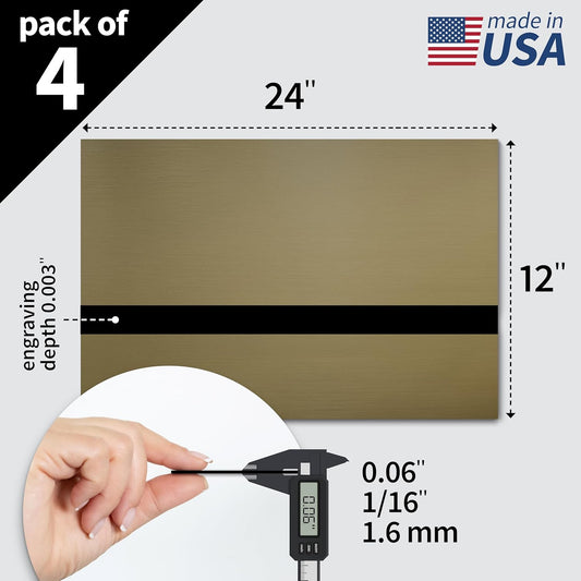 Trotec | Metallic Looking Acrylic Sheet | 12"x24"x1/16, 4 Pcs | Brushed Deep Bronze/Black | Metallic Finish - Scratch Resistant for Laser Engraving & Cutting,Printing,Glowforge,Name Plate | USA Made
