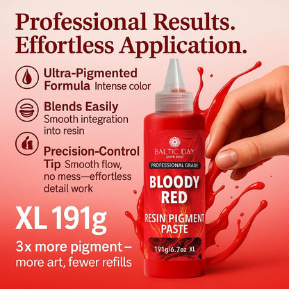 Bloody Red Epoxy Resin Pigment Paste XL (191g/6.7oz) – Opaque Epoxy Dye & High Concentration Coloring Paste, Mica Powder Alternative for Resin Art, Jewelry, Tumblers, River Tables & Crafts