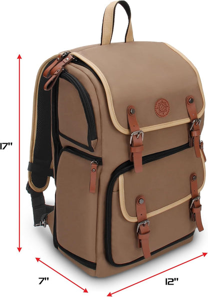 ENHANCE Designer Edition TCG Backpack - MTG Deck Bag Card Binder Space, TCG Deck Box Storage, MTG Playmat Holder - Card Storage Compatible with Magic the Gathering, Pokemon, Lorcana (Canvas Tan)