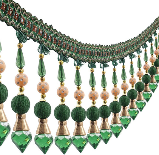 3yards Beading Fringe Trimming Long Beads Tassel Curtain Trim Ribbon Trim for Cover Edge Decorative (green) - Crafty Corner