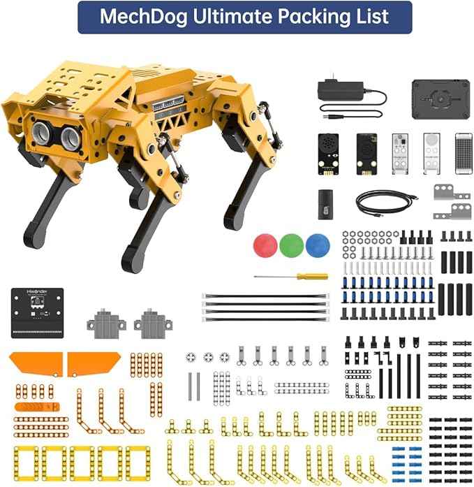 MechDog Robot Dog for Arduino Python Scratch microbit Starter Robot Kit AI Vision Voice Interaction, Self-Balancing Object/Command Recognition & Tracing Bionic Quadruped STEM Programming Science Set