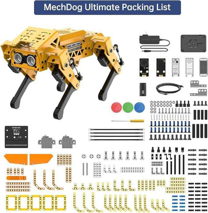 MechDog Robot Dog for Arduino Python Scratch microbit Starter Robot Kit AI Vision Voice Interaction, Self-Balancing Object/Command Recognition & Tracing Bionic Quadruped STEM Programming Science Set
