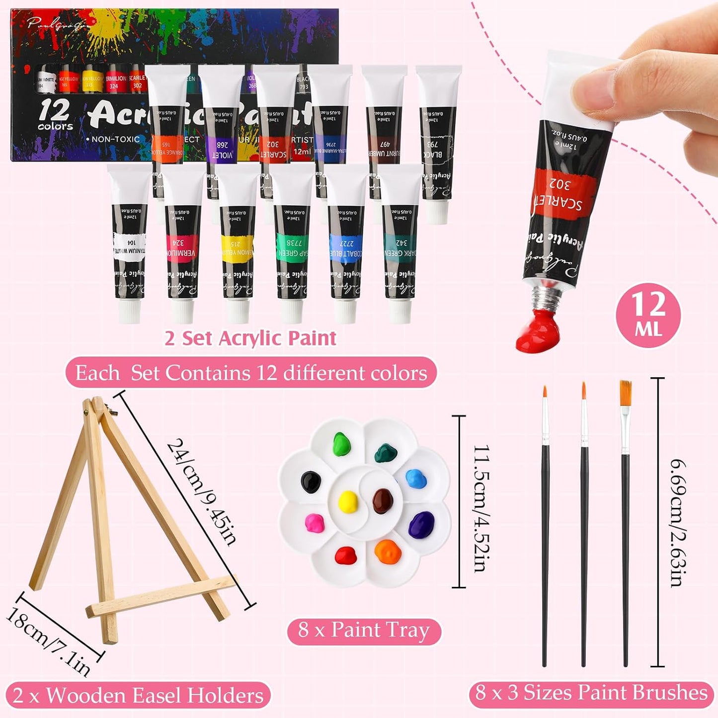 Cholemy 36 Pcs Paint and Sip Kit for Adults 8''x10'' Pre Drawn Canvas for Painting DIY Afro Acrylic Painting Kit Wood Easel Brushes Date Night Bulk for Christmas Party Gifts(Colorful Fruits) - Crafty Corner