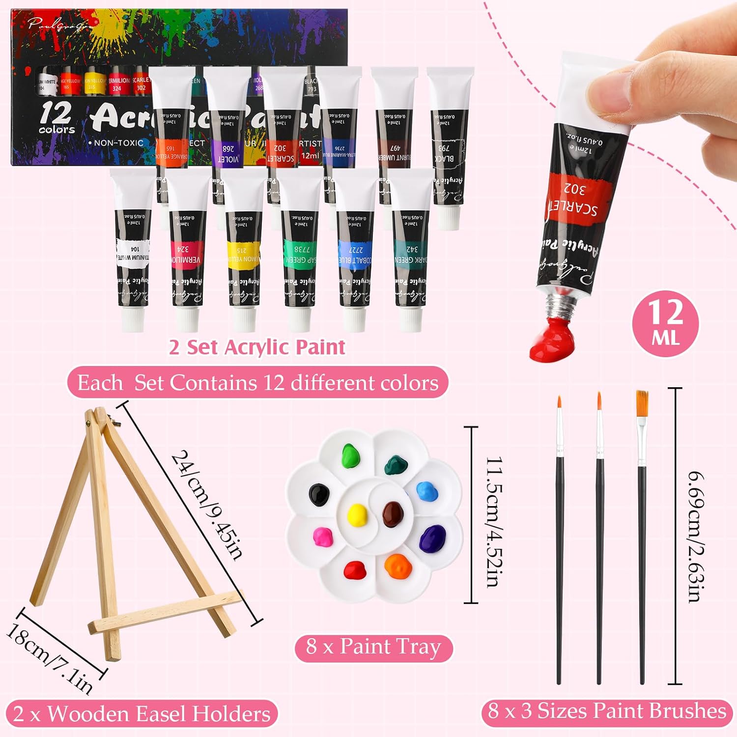 Cholemy 36 Pcs Paint and Sip Kit for Adults 8''x10'' Pre Drawn Canvas for Painting DIY Afro Acrylic Painting Kit Wood Easel Brushes Date Night Bulk for Christmas Party Gifts(Colorful Fruits) - Crafty Corner