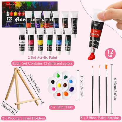 Cholemy 36 Pcs Paint and Sip Kit for Adults 8''x10'' Pre Drawn Canvas for Painting DIY Afro Acrylic Painting Kit Wood Easel Brushes Date Night Bulk for Christmas Party Gifts(Colorful Fruits) - Crafty Corner