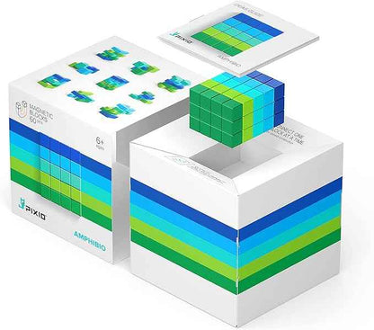 PIXIO Mini Magnetic Blocks Building Toy in The Pixel Art Style with Free App - 5/16" Magnetic Cubes Construction Set - Open Ended Toy - Creativity Toy for Ages 6+, Amphibio