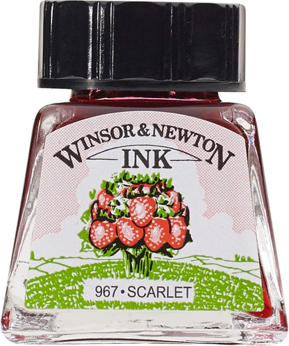 Winsor & Newton Drawing Ink, 14ml Bottle, Scarlet - Crafty Corner