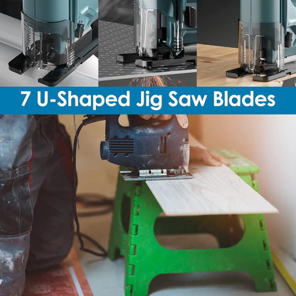 54Pcs Jig Saw Blade Set High Carbon Steel Assorted Saw Blades with U-Shank Sharp Fast Cut Down Jigsaw Blade Woodworking Tool for Wood Metal Plastic Cutting