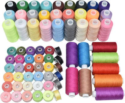 72Pcs 36 Colors Sewing Thread Set with Matching Prewound Bobbin Threads and Case, 550 Yards per Polyester Thread, Popular Colors for Hand & Machine Sewing