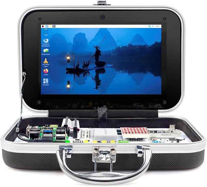 ELECROW for Raspberry Pi 5 8GB Kit, with Pi 5 8GB Single Board Computer, Crowpi Pi 5 Case Kit with 9inch Display, Compatible with Raspberry Pi 5 Learning Programming Kit with Sensors (8GB RAM)