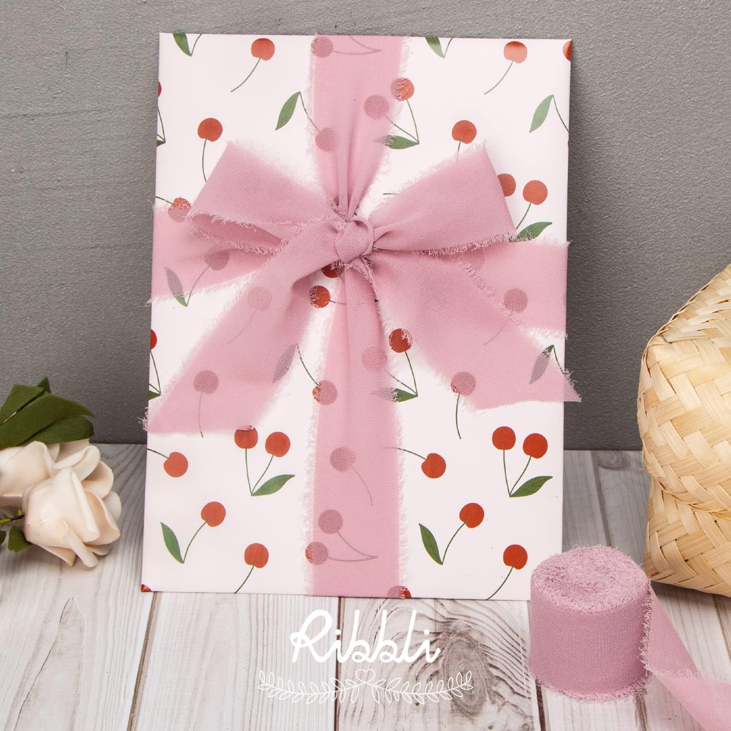 Ribbli Dusty Rose Chiffon Ribbon 1-1/2 inch x 20 Yard Handmade Fringe Chiffon Silk Ribbon,Mauve Ribbon for Wedding Invitations, Bridal Bouquets Wrapping, Flower Arrangement Decoration - Crafty Corner