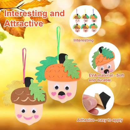 Fennoral 12 Pack Fall Crafts for Kids Make You Hazelnut Foam Stickers DIY Autumn Art and Craft for Boys Girls Party Supply Art Activities Birthday Gifts Fall Thanksgiving Decoration