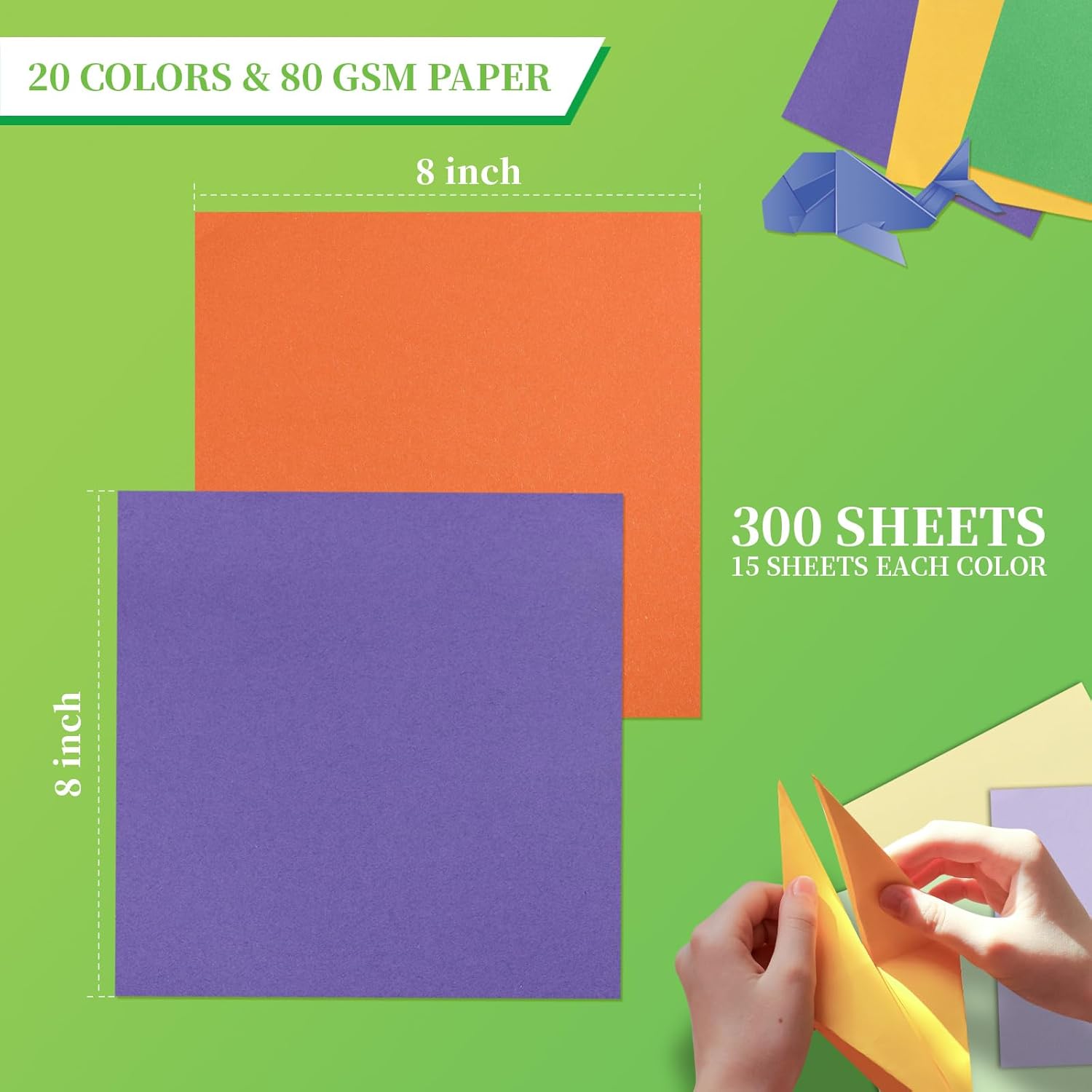 Granhoolm 300 Sheets Origami Paper,20 Colors Origami Paper 8x8,Double Sided Color Oragami Papers for Paper Artists,Craft Enthusiasts,Kids DIY School Arts Crafts - Crafty Corner