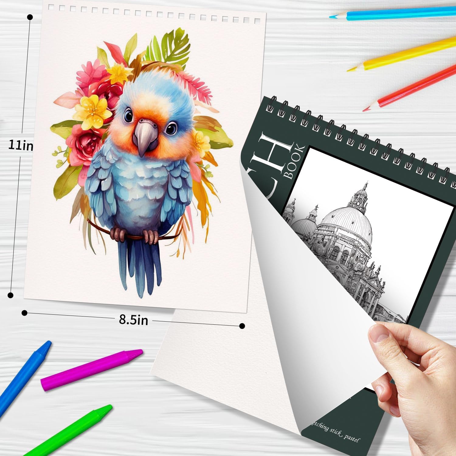 OSIMIG 5 Pack Sketch Book 8.5" x 11" Set, Top Spiral Bound Sketch Pad 150 Sheet Total (68lb/100gsm), Drawing Paper Pad, Sketch Book for Kids, Artist, Adult Art Supplies - Crafty Corner