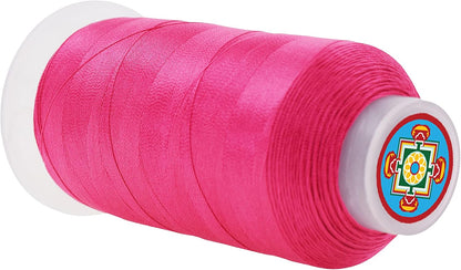 Mandala Crafts Hot Pink Heavy Duty Thread - 1500 Yds Tex 70 for Sewing, Drapery, Jeans, Leather, Hair, Bonded Polyester Outdoor Marine Upholstery