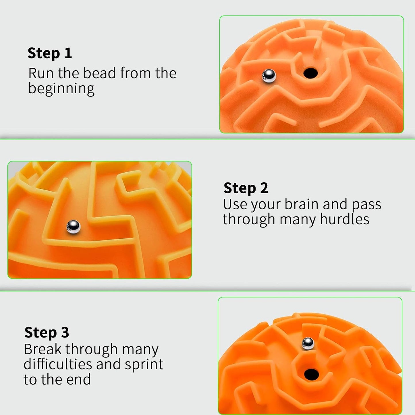2 Pack 3D Maze Puzzle Ball - Brain Teaser Game, Gravity Memory Cube - Educational Toy Gifts for Students, Teens, Adults - Orange and Blue