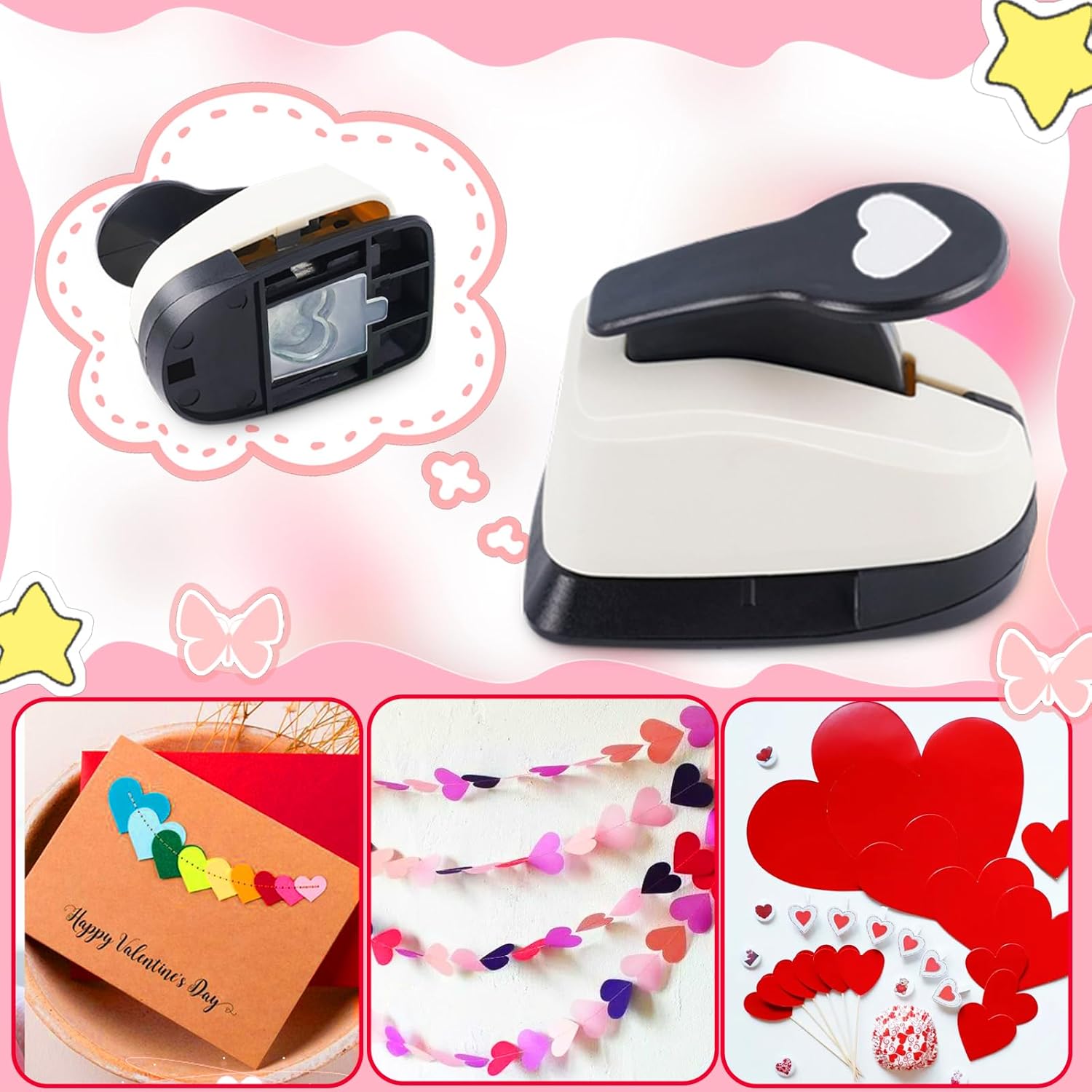 Heart Hole Punch, Paper Punches, HeartPunches for Paper Crafts, Heart Puncher, Hole PuncherHeart, Shaped Hole Punch, 1 inchHeart Paper Punch, 5/8 inch HeartHolePuncher, 3/8 inch Hole Punches Set - Crafty Corner