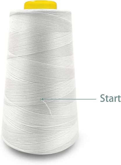 Tortoise 8 Cones of 3000 Yards Each Spool Thread for All Purpose Sewing - 100% Polyester for Serger Overlock Quilting Machine 40S/2 White+Black